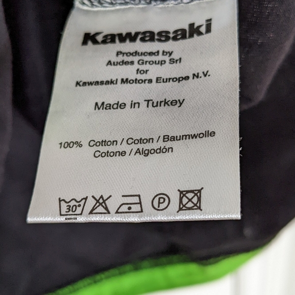 KAWASAKI black t-shirt logo printed greem collar size Medium Large M2 - Picture 4 of 7